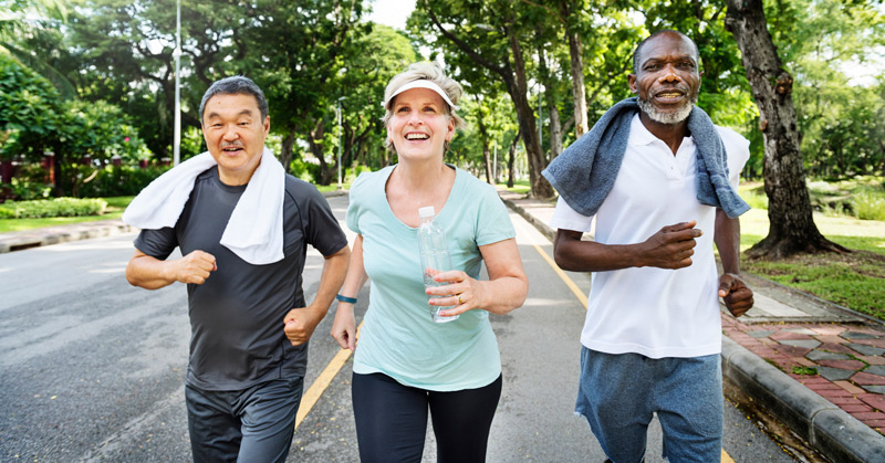 Seniors Jogging Outside at a Independent or Assisted Living Community in Squamish