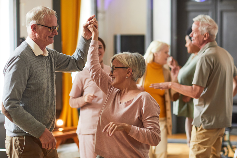 Seniors Dancing at an Independent or Assisted Living Community in Squamish
